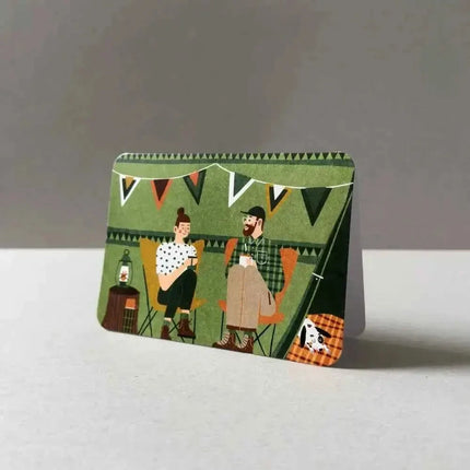 Green tent Greetings Card