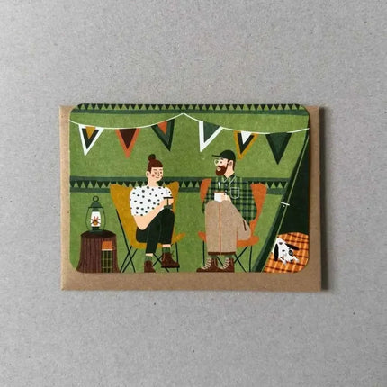 Green tent Greetings Card