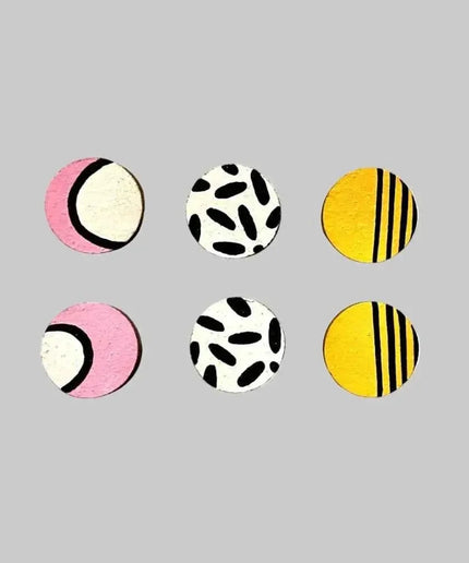 Handmade tropical mini stud earrings set hand painted wood