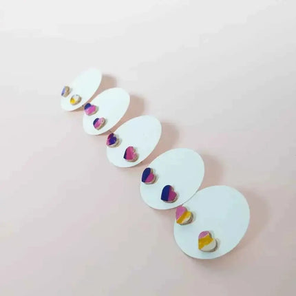 Heart Leather Stud Earrings - Multiple Colours