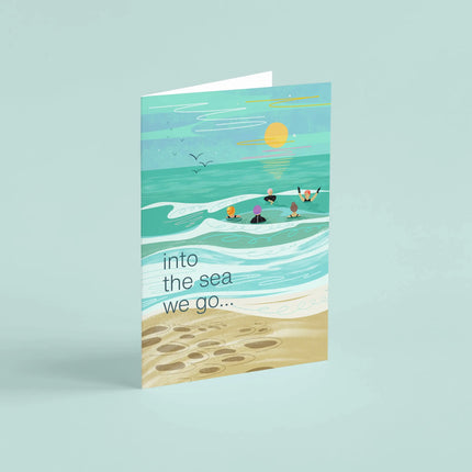 Into the sea we go... greeting card wild swimming sea