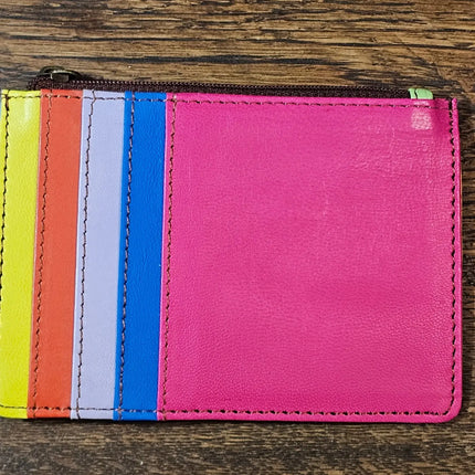 Kanga Recycled Leather Card Purse Pink