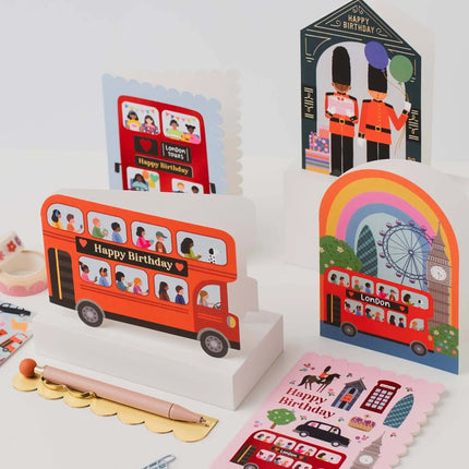 London Icons Scalloped Pink Birthday Card