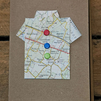 Map Shirt Greetings Card - Handmade by The Red Squirrel
