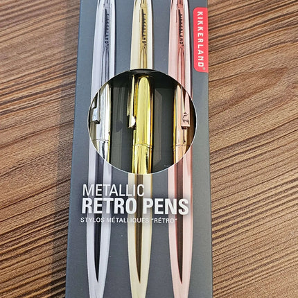 Metallic Retro Pens - set of 3