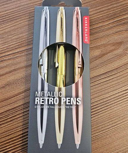 Metallic Retro Pens - set of 3