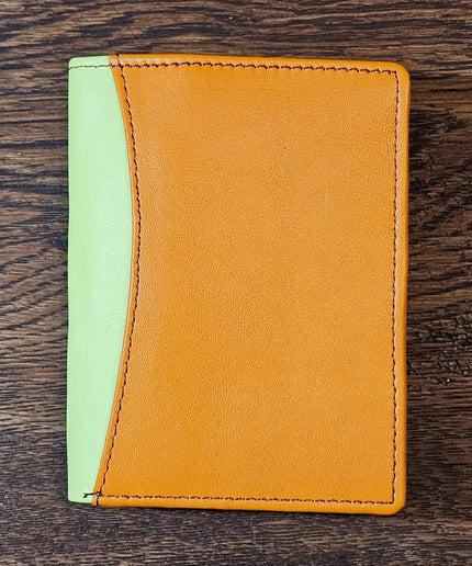 Multicoloured Recycled Leather Card Holder - Fairtrade Orange