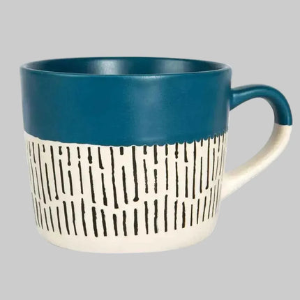 Nicola Spring Ceramic Dipped Dash Coffee Mug - 450ml - Blue