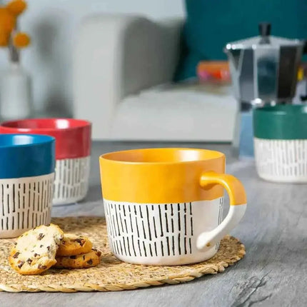 Nicola Spring Ceramic Dipped Dash Coffee Mug 450ml Mustard