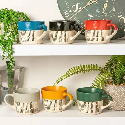 Nicola Spring Ceramic Dipped Dash Coffee Mug - 450ml - Sage