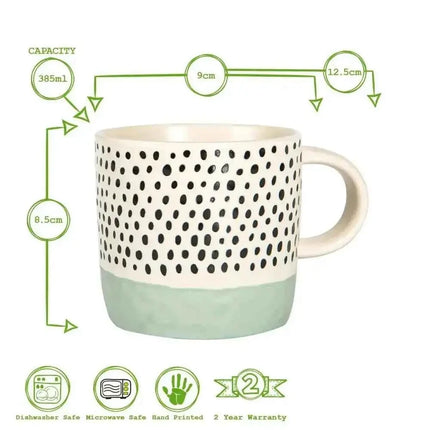 Nicola Spring Ceramic Dipped Dots Coffee Mug - 385ml -Light Blue