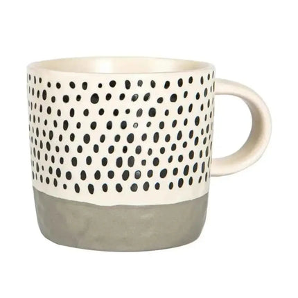 Nicola Spring Ceramic Dipped Dots Coffee Mug - 385ml - Grey