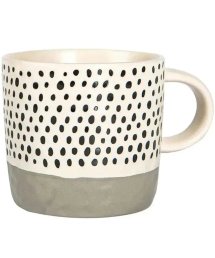 Nicola Spring Ceramic Dipped Dots Coffee Mug - 385ml - Grey