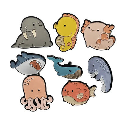 Ocean animal pin badges (various Kawaii cutie designs)