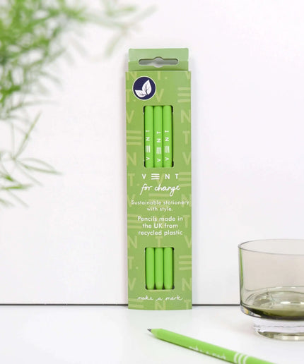 Writing Pencils Pack of 3 recycled - various designs Green