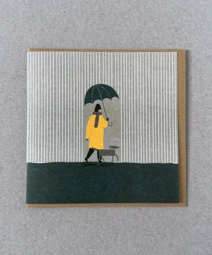 Walk in the Rain Greetings Card