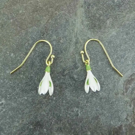 Snowdrop White Flower Single Drop Hook Earrings