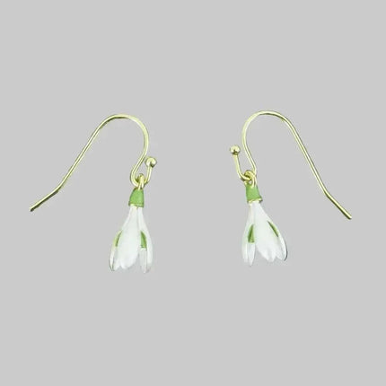 Snowdrop White Flower Single Drop Hook Earrings