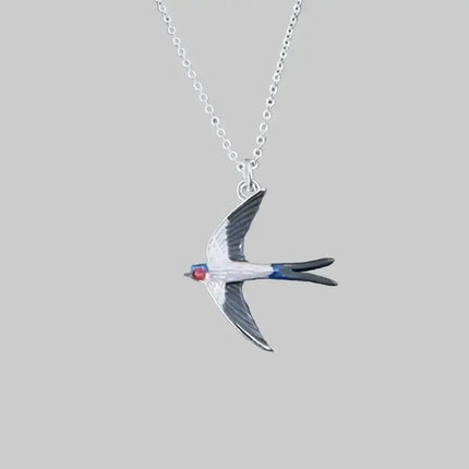 Swallow Bird Necklace - Silver Plated Pendant with Symbolic Meaning