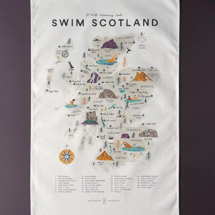 Scotland wild Swimming Tea Towel