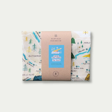 Lake District Map Tea Towel – Swim the Lakes - 30 Lakes and Tarns