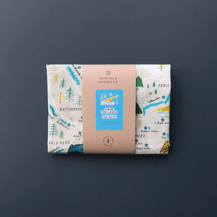 Lake District Map Tea Towel – Swim the Lakes - 30 Lakes and Tarns