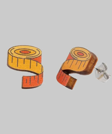 Tape Measure Wooden Earrings - Craft themed Jewellery