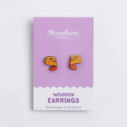 Tape Measure Wooden Earrings - Craft themed Jewellery