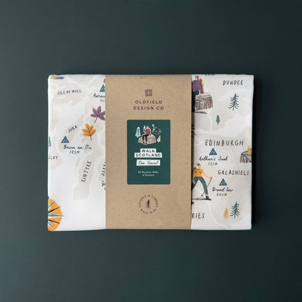 Scotland Walking Map Tea Towel