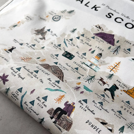 Scotland Walking Map Tea Towel