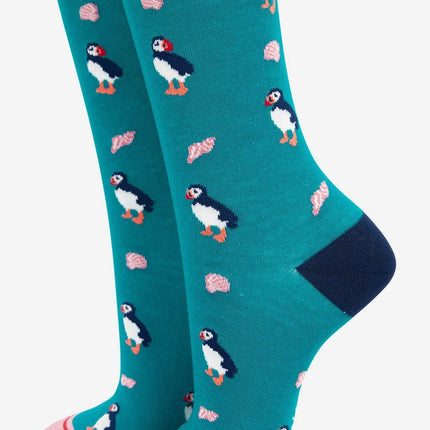 Women's Puffin and Sea Shell Bamboo Socks